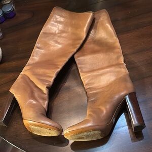 👢Chloe Classic High Rustic Leather & lined Chunky Stacked Heel Boots